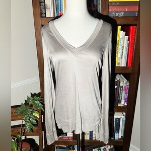 Reiss Green Long Sleeve V-Neck Top
